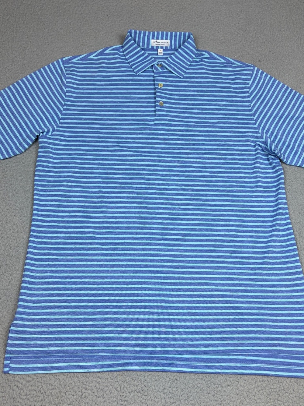 Peter Millar Summer Comfort Polo Shirt Men L Blue Striped Cotton Stretch Golf